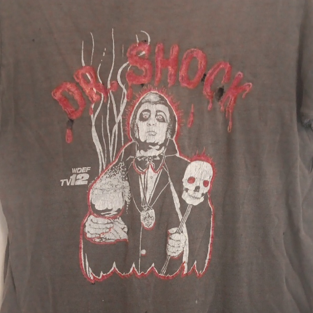 1978 Vintage Origional Dr. Shock Graphic Tee in Charcoal and Red